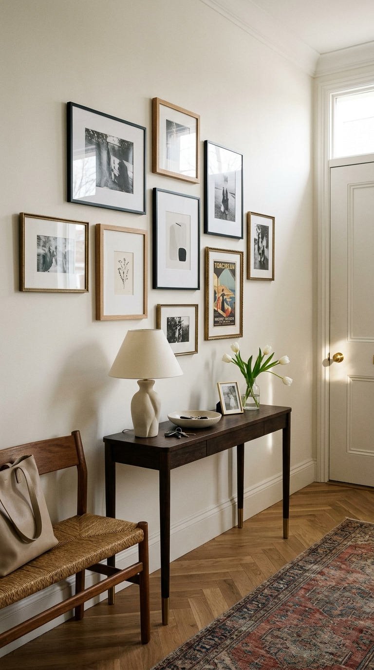 galerie cadres console entree