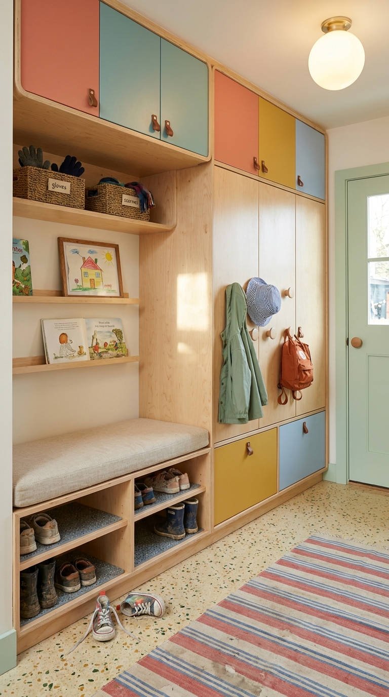 vestiaire enfant rangements colores