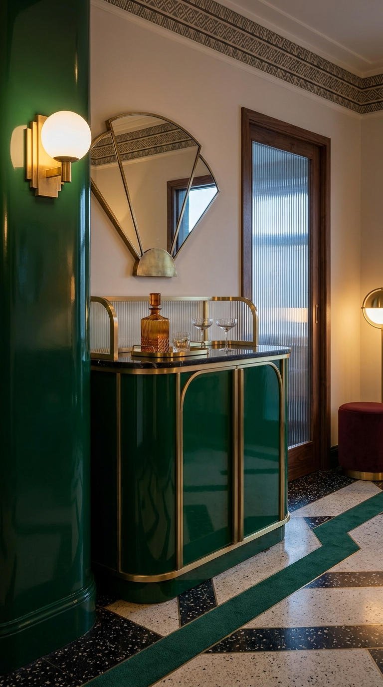 couloir art deco bar vert
