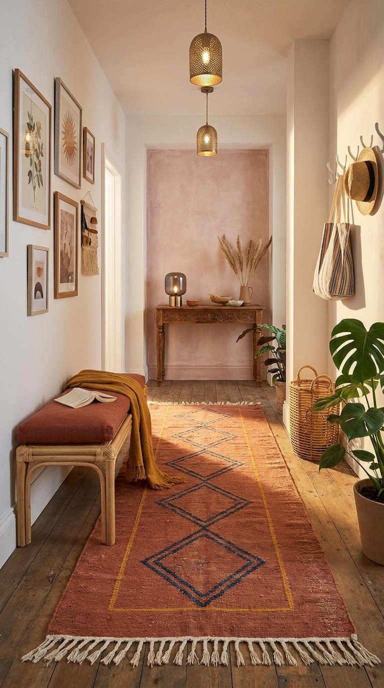 couloir boheme tapis terracotta