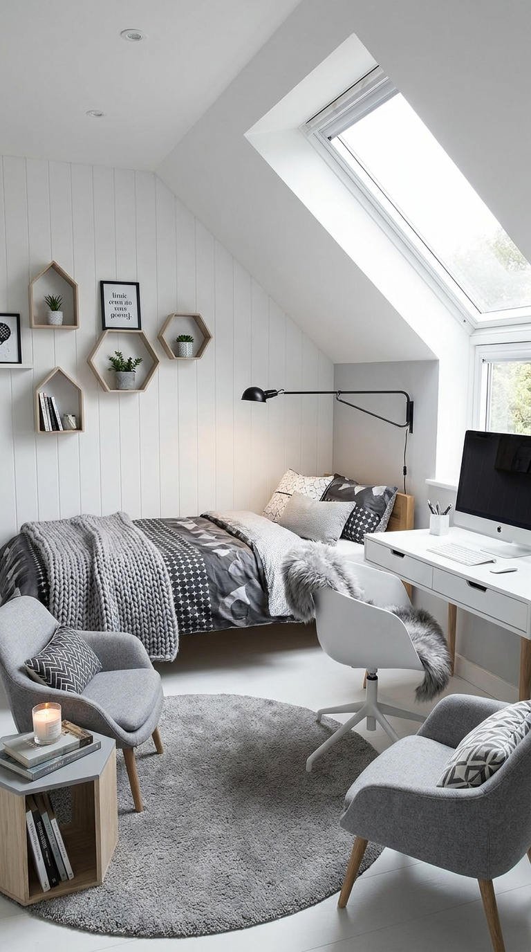 chambre mansardee bureau fenetre toit