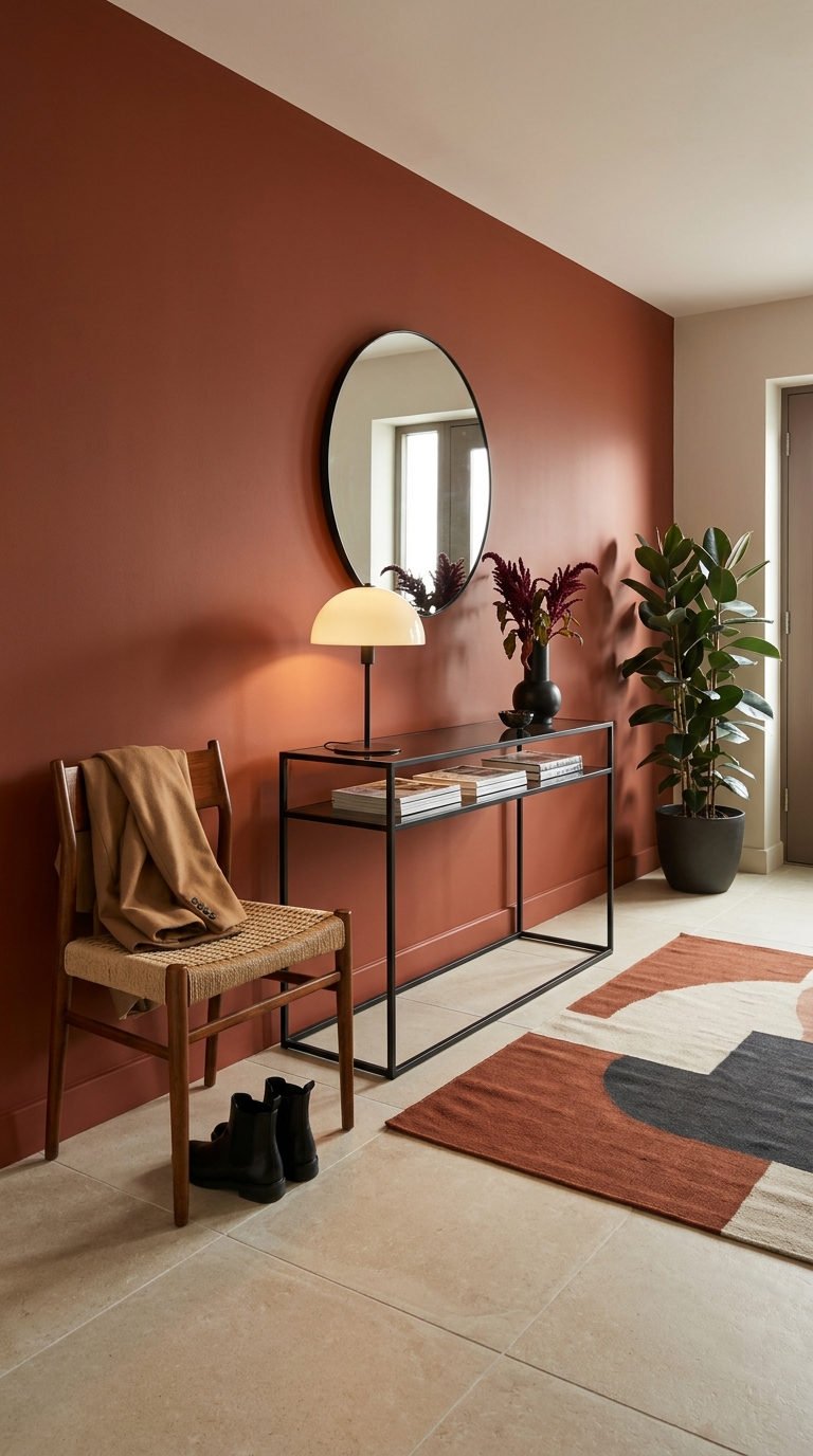 mur terracotta console filaire