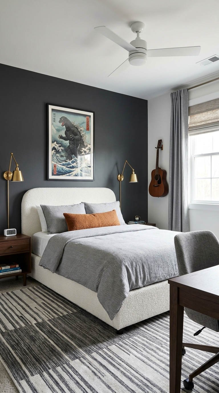 chambre anthracite guitare laiton